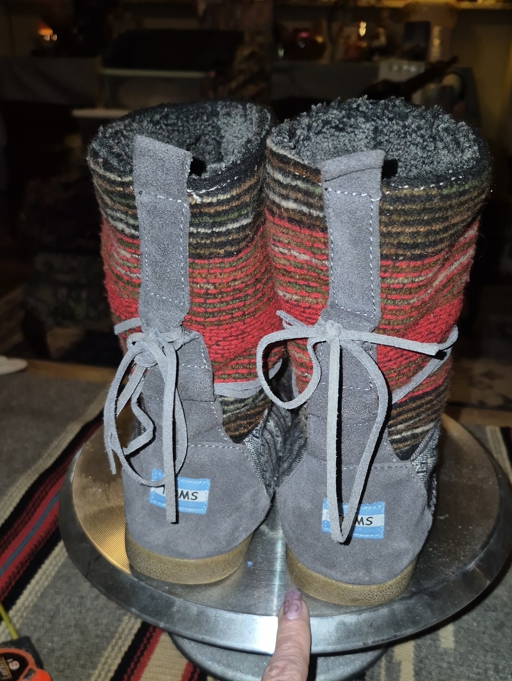 TOMS Nepal Mixed Woven Boots. thick faux fur lining Sz.7 To7.5. (#789SH) - Picture 4 of 16